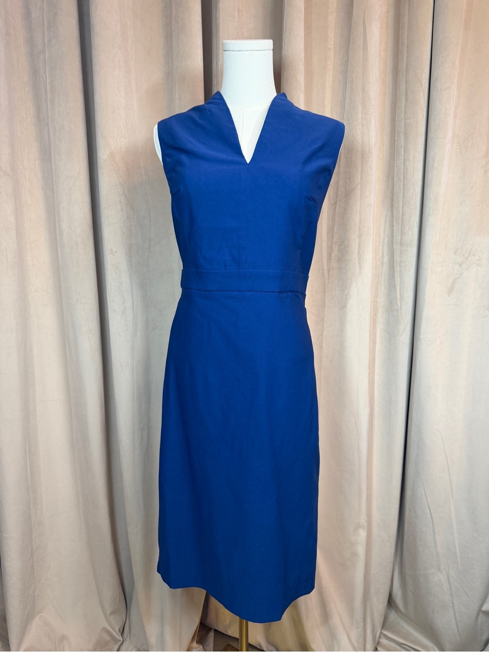 Tribal Cobalt Blue V-Notch Midi Sheath Dress